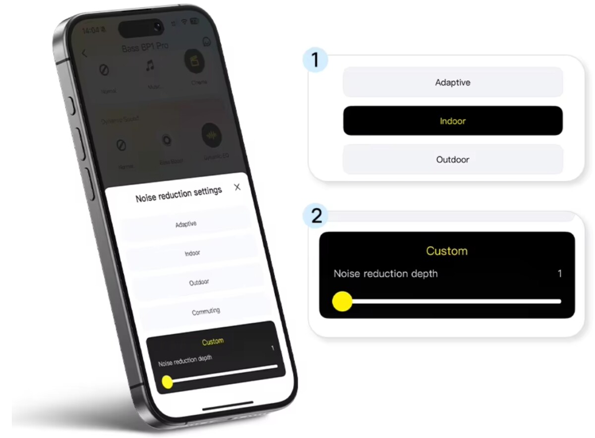 Aktív zajcsökkentés beállítások