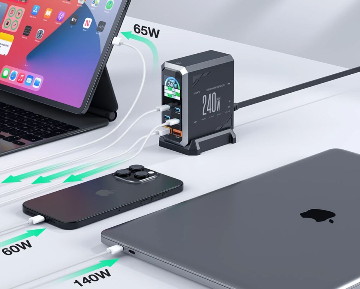 Blitzwolf BW-S31 professzionális, 240W-os töltő állomás részletes töltési lehetőségek