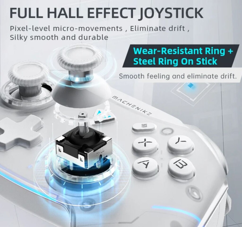 Machenike G5 Pro kontroller Hall-effektusos