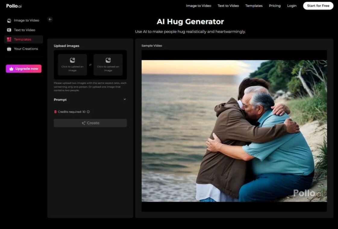 Pollo AI ölelés videó generátora