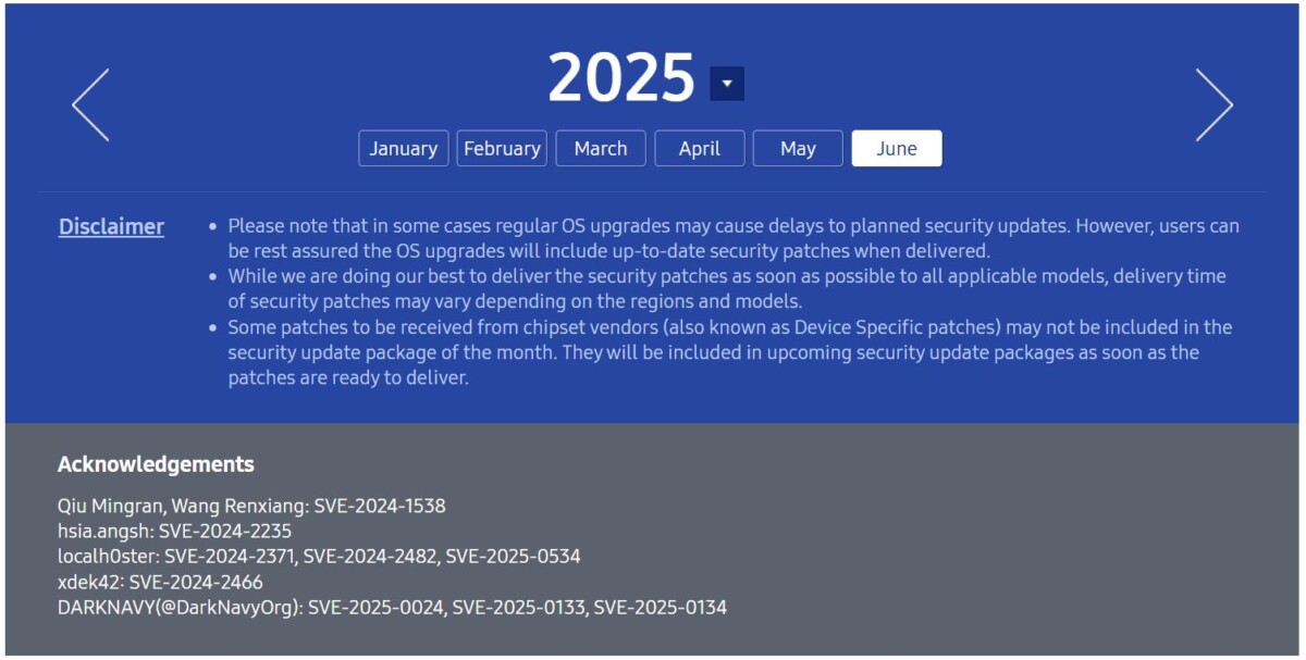 Samsung biztonsági frissítés