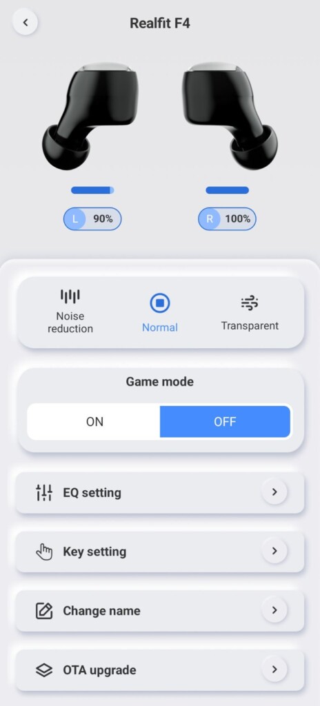 realfit F4 okos vezetéknélküli fülhallgató app