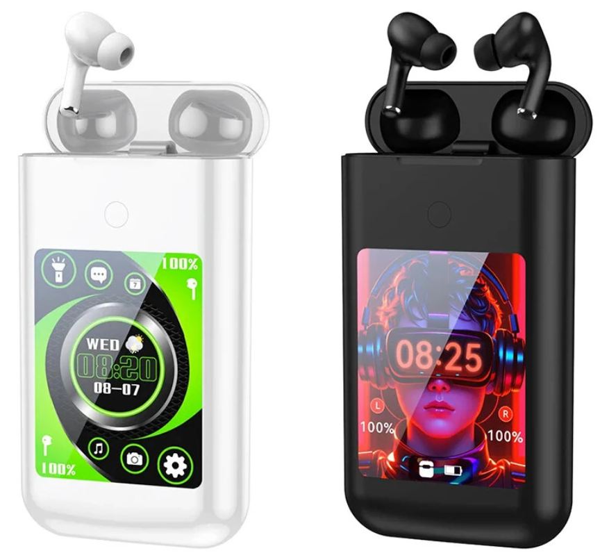 vezetéknélküli fülhallgató, ami power bank, zseblámpa, és nagy kijelzője is van, játszani lehet vele