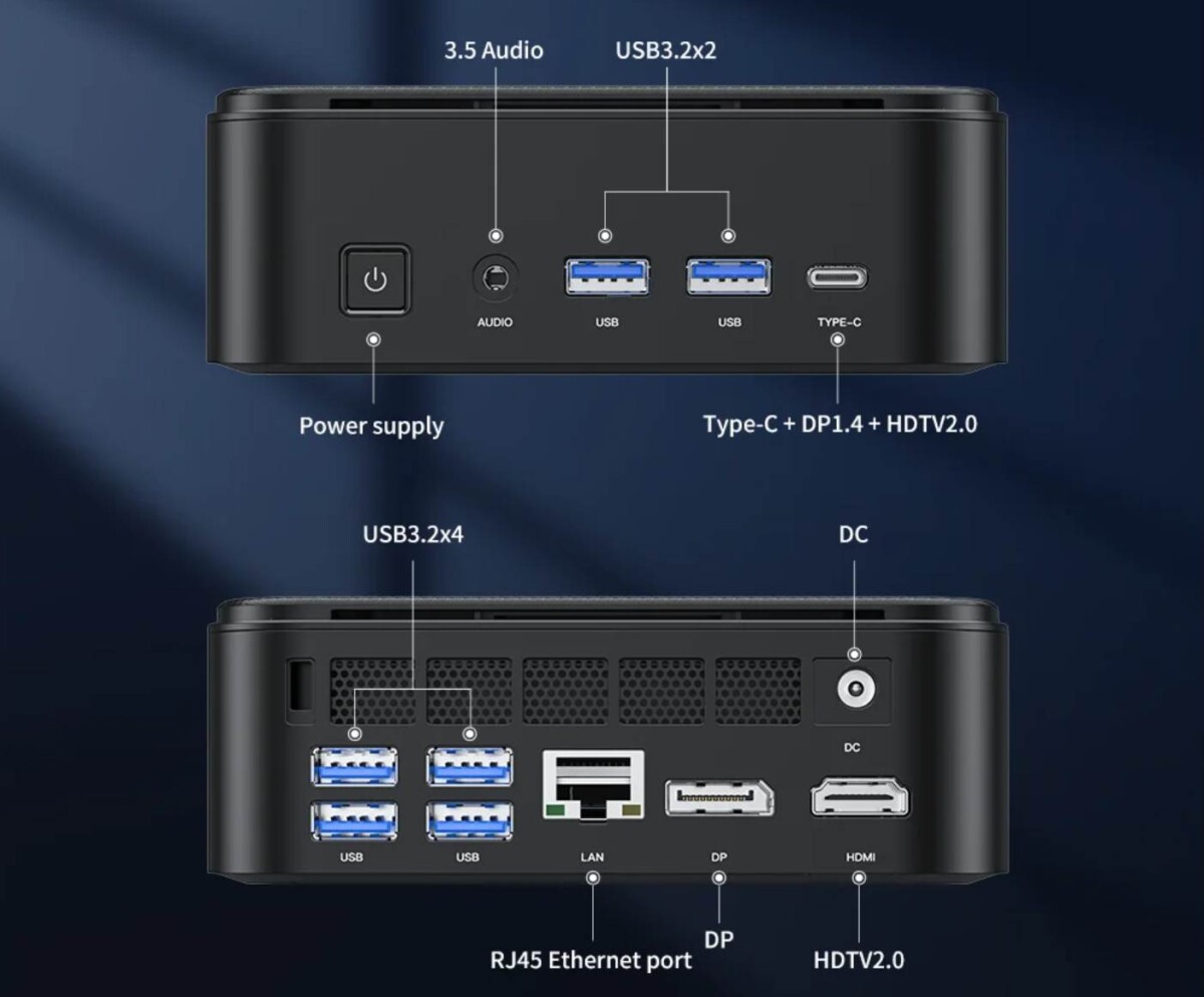 ACEMAGIC E3B mini PC bemenetek