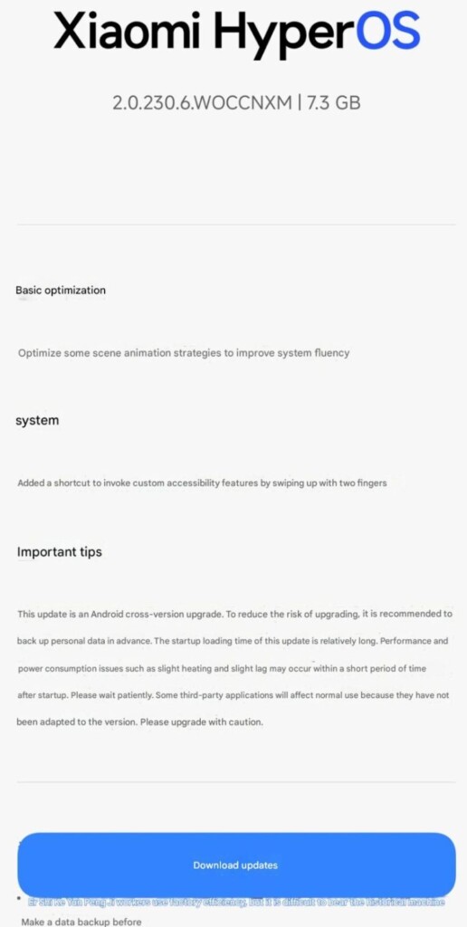 Android 16 alapú Xiaomi HyperOS 2.3