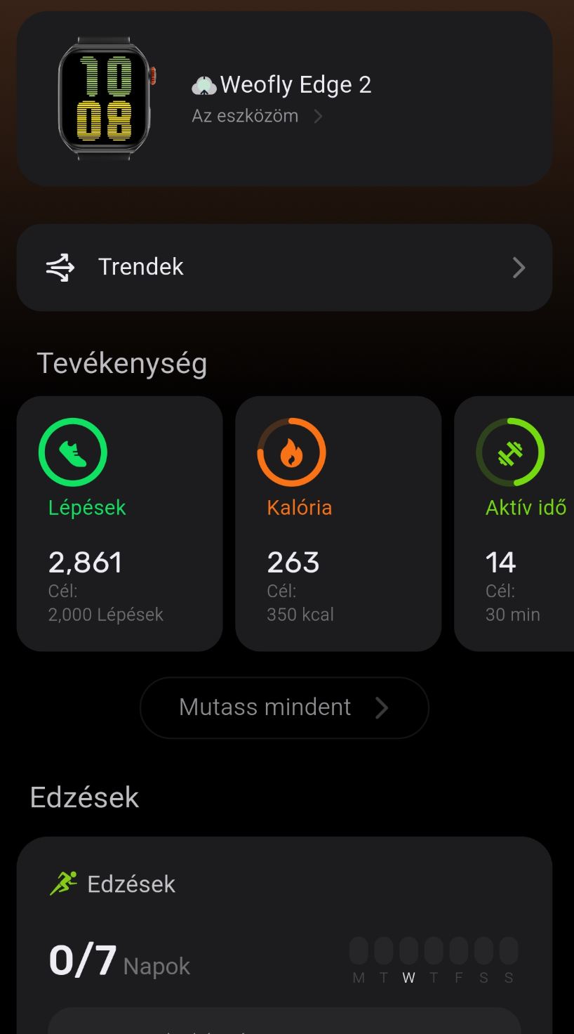 Weofly Edge 2 okosóra alkalmazás