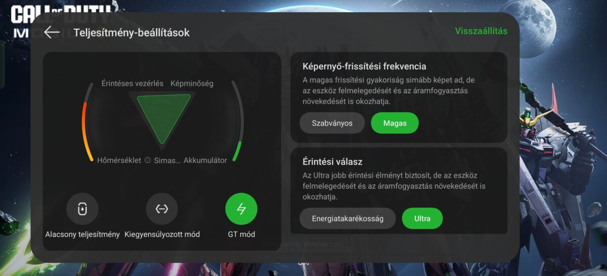 realme GT 7 Pro játék mód