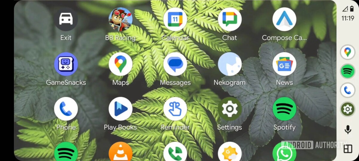 A jelenlegi app drawer