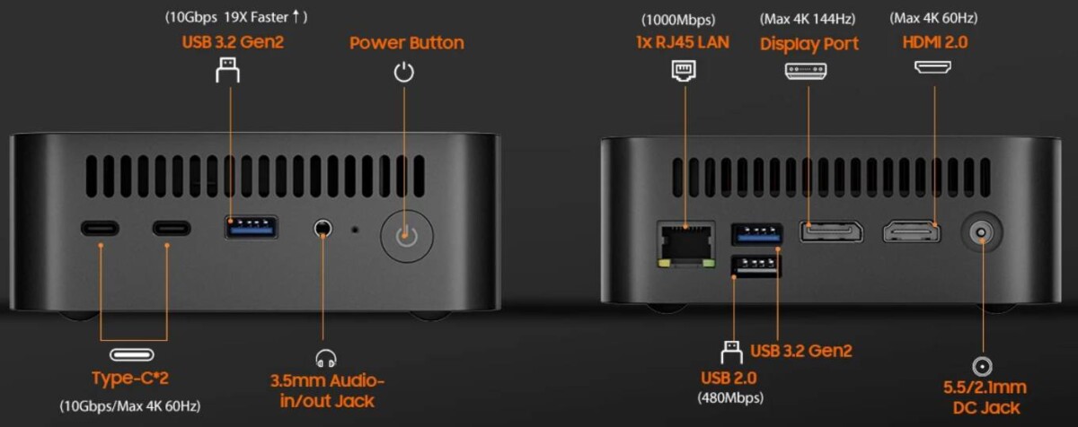 Blackview MP100 bemenetek