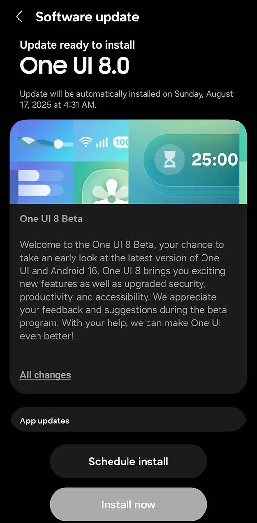 One UI 8 update