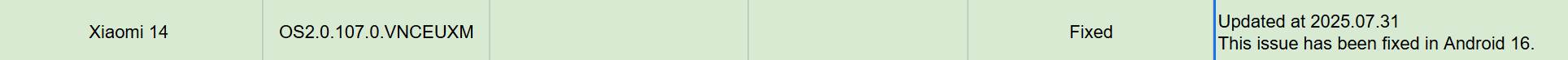 Xiaomi 14 Android 16 frissítés