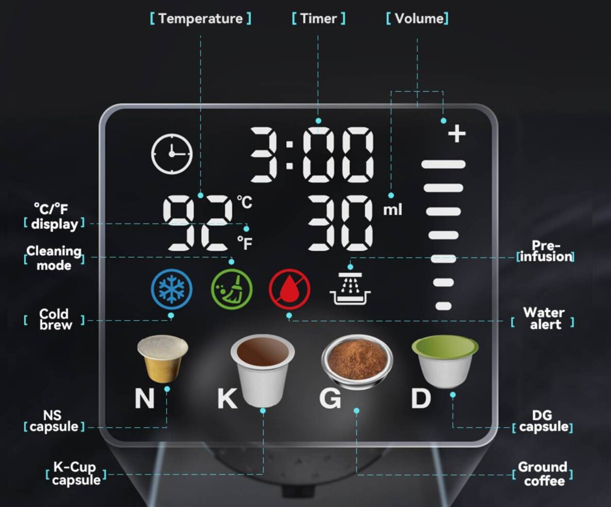 HiBREW H6 kávéfőző kijelző