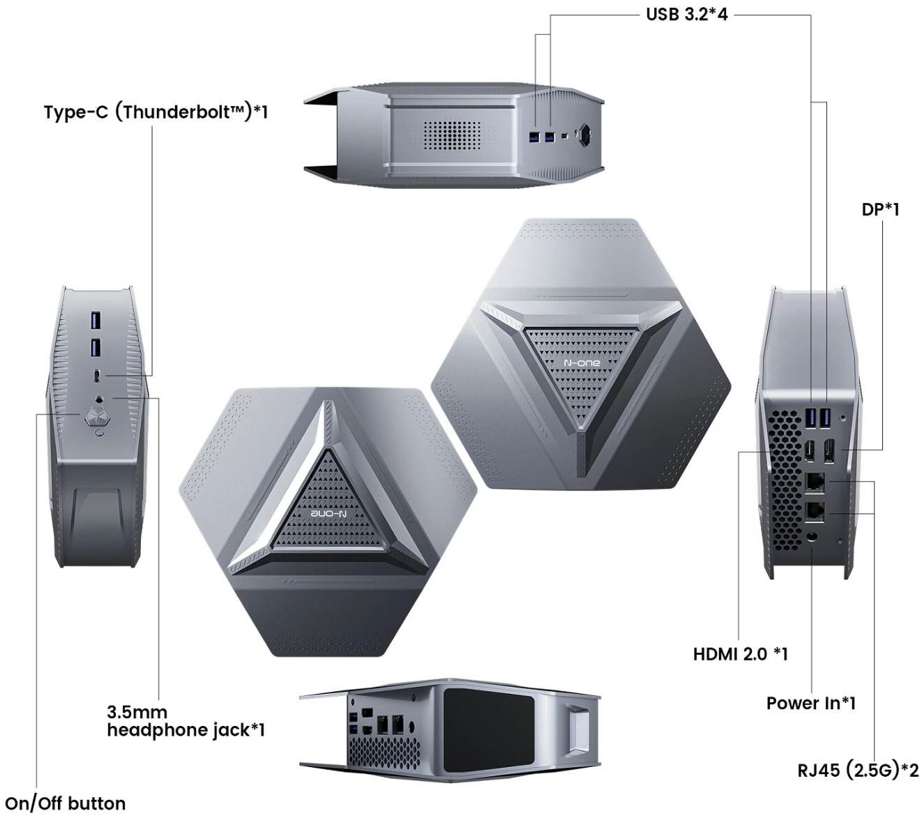 N-ONE NPC Ultra mini PC bemenetek