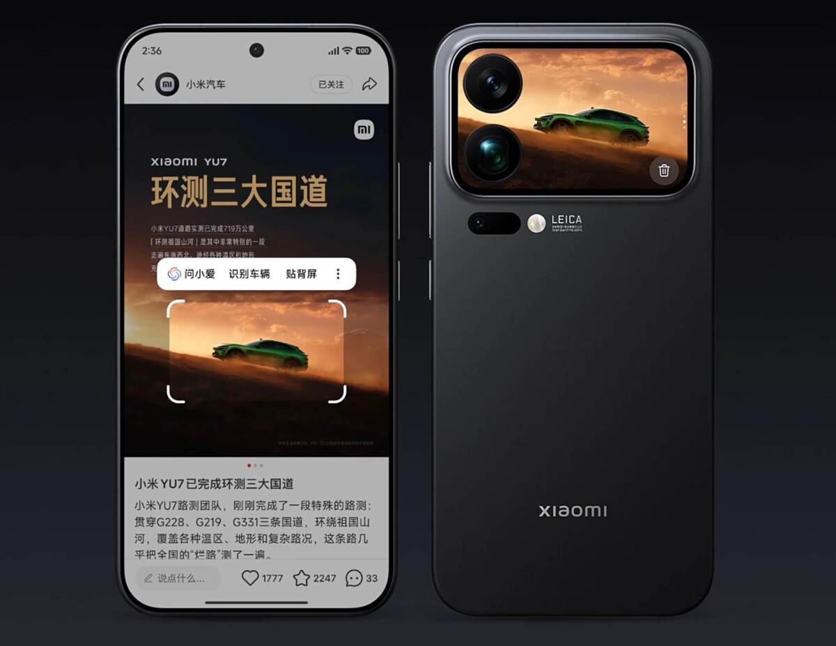 Xiaomi 17 Pro hátlapi kijelző