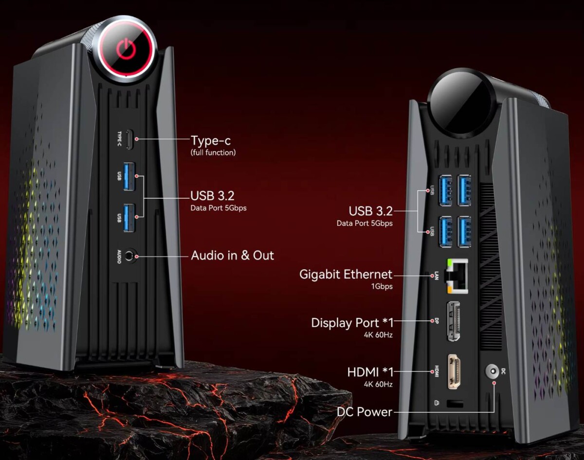 ACEMAGIC S3A mini PC bemenetek