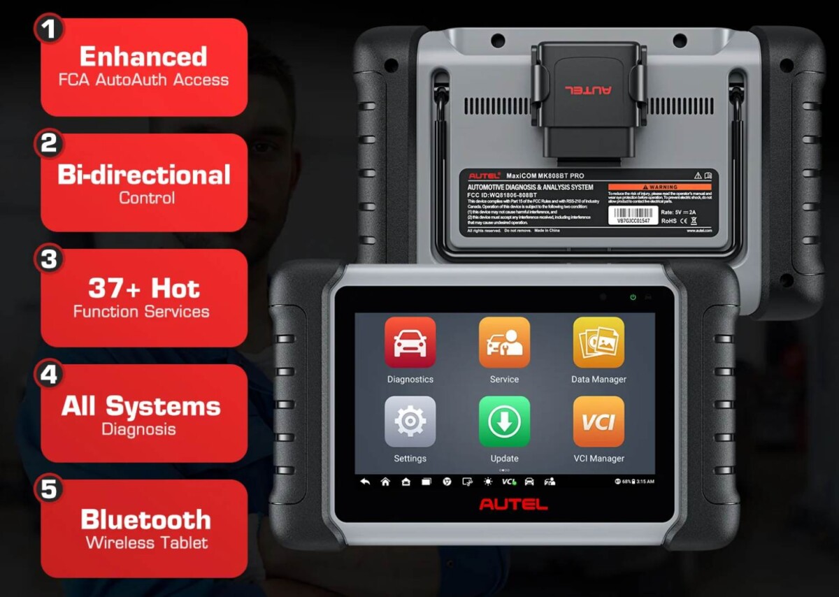 Autel MaxiCOM MK808BT PRO jellemzők
