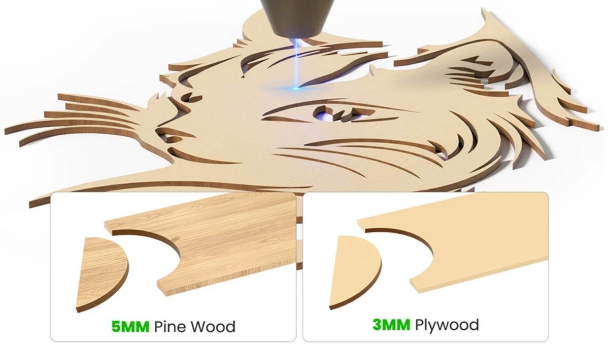 Mecpow M1 lézer gravírozó fa vágása