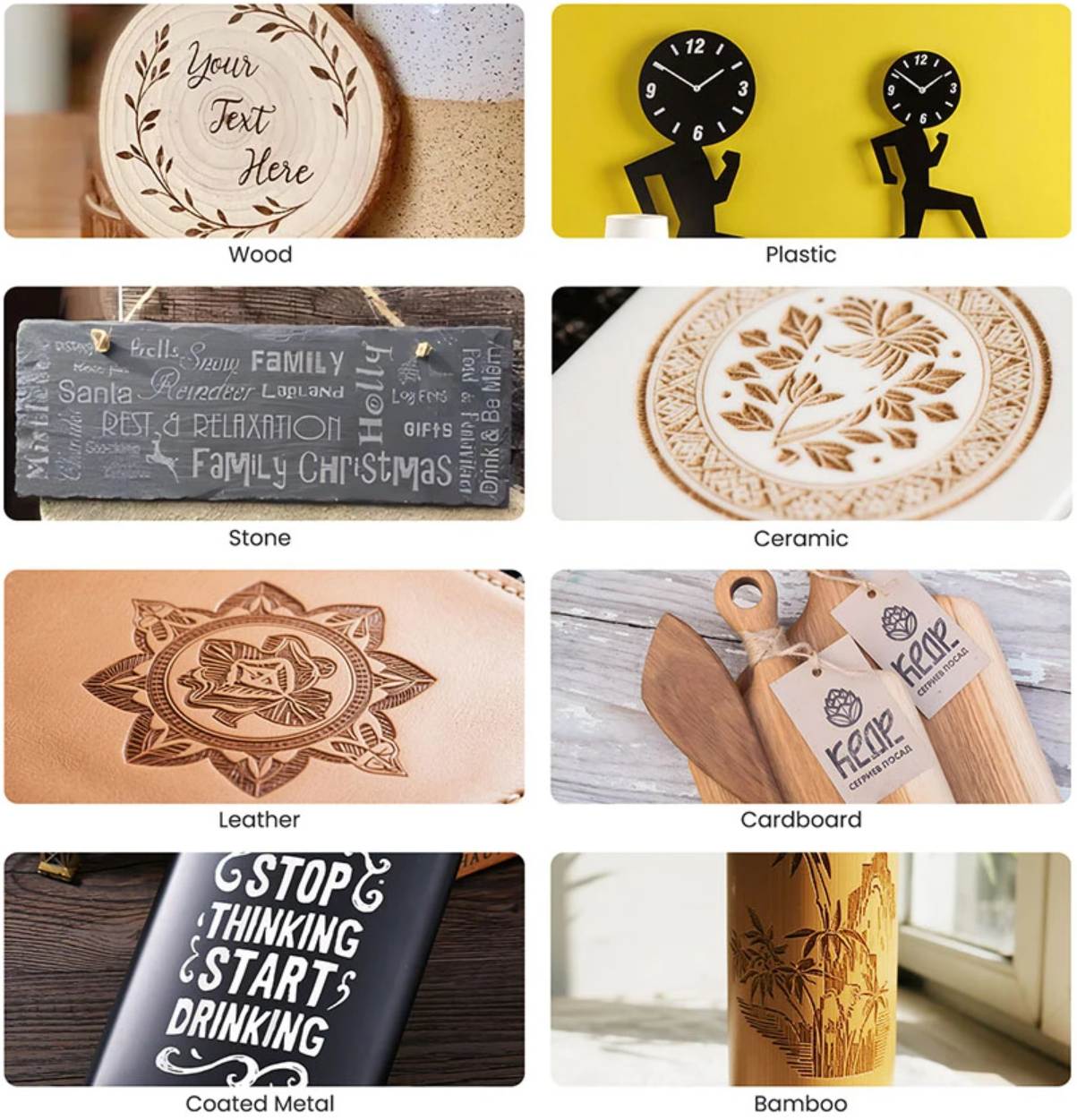 Mecpow M1 lézer gravírozó használható anyagok