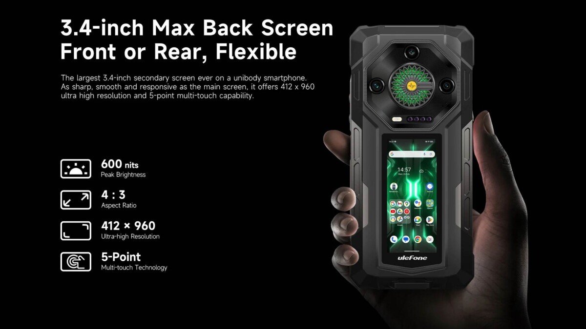 Ulefone Armor 33 Pro hátlapi kijelző