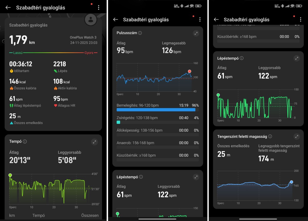 OnePlus Watch 3 sport, edzés