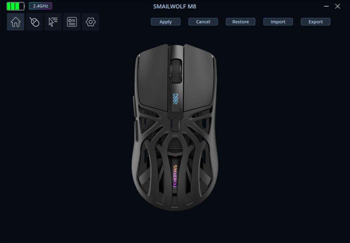 SMAILWOLF M8 vezetéknélküli egér program