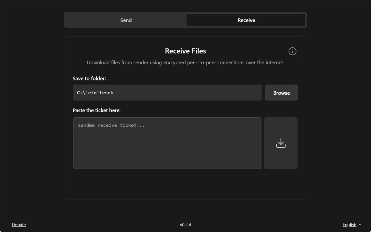 AltSendme fájlok küldése