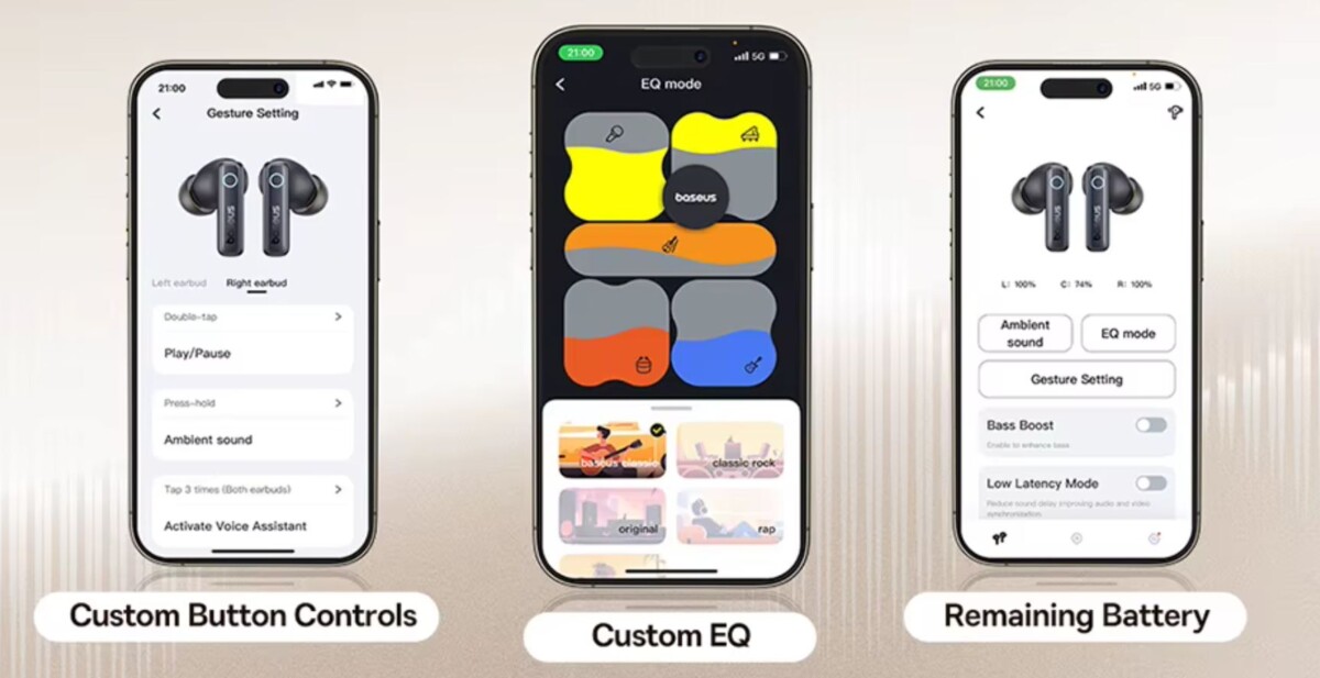 Baseus Bowie 30 mobil alkalmazás, equalizer