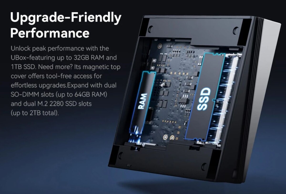 CHUWI UBox mini PC bővíthetőség