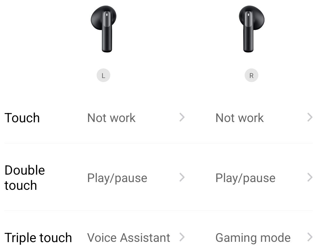 QCY AilyBuds E10 érintés vezérlés