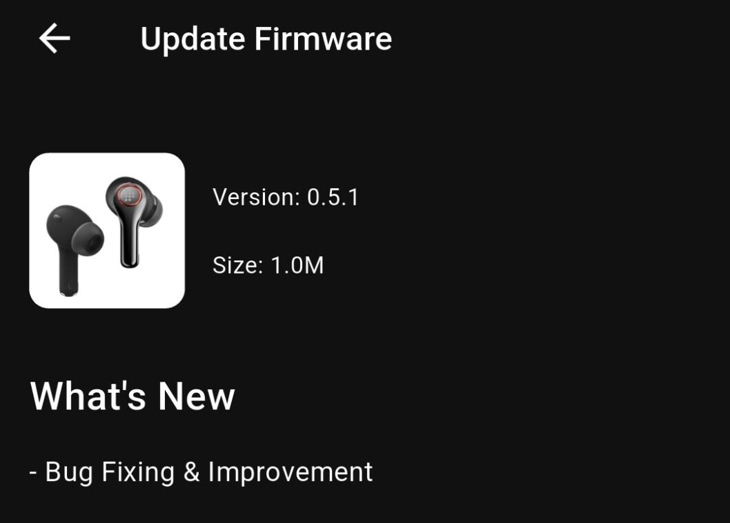 Tronsmart Sounfii NC 2 vezetéknélküli fülhallgató frissítés