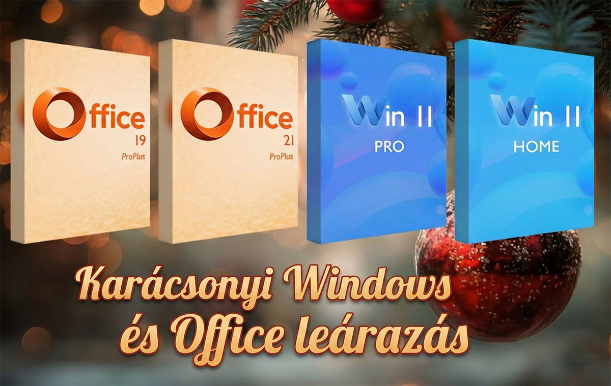 Karácsonyi szoftver leárazáson nagyon olcsó a Windows és az Office