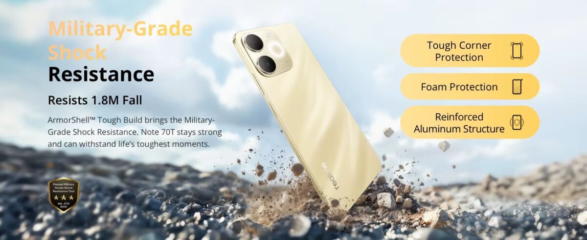 realme Note 70T strapabíró