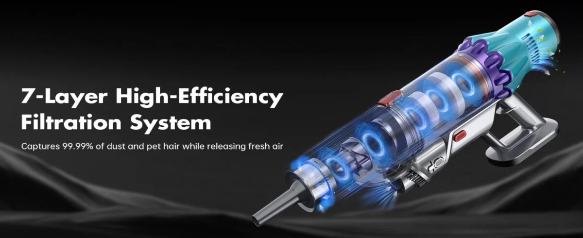 Crosiko S15 vezetéknélküli porszívó hét elemű szűrő