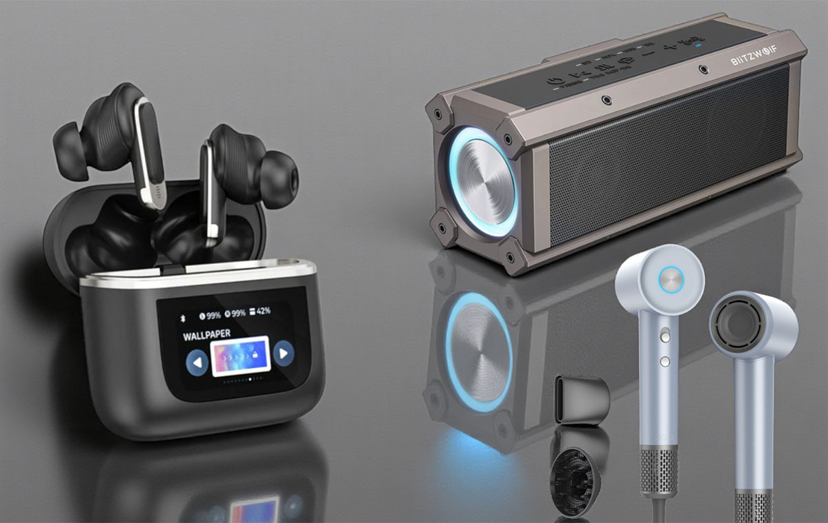 A kijelzős fülhallgató és a látványos hangszóró, meg a vékony Xiaomi telefon