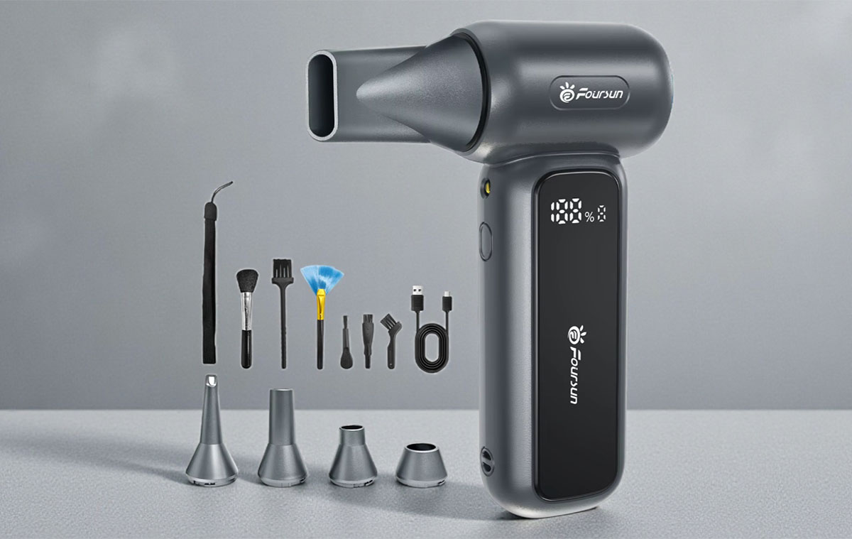 A legkomolyabb akkumulátoros légfúvó készlet, olcsón: Foursun TF100