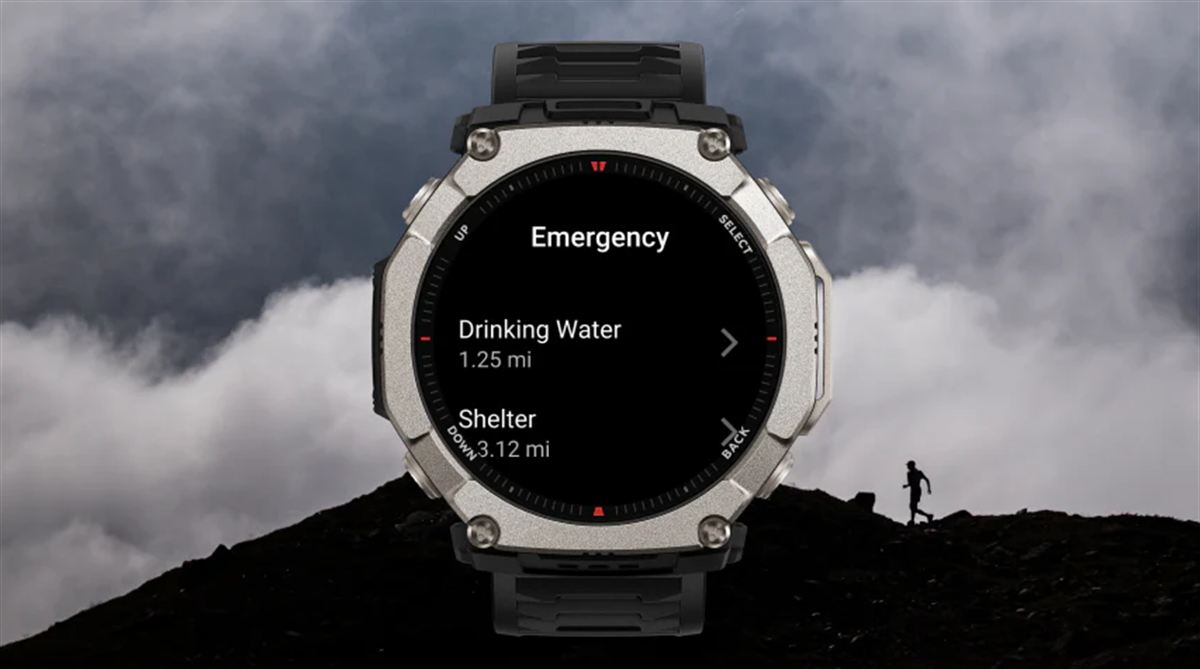 Amazfit T-Rex Ultra 2 során segít megkeresni az alapvető forrásokat, mint a víz, menedék