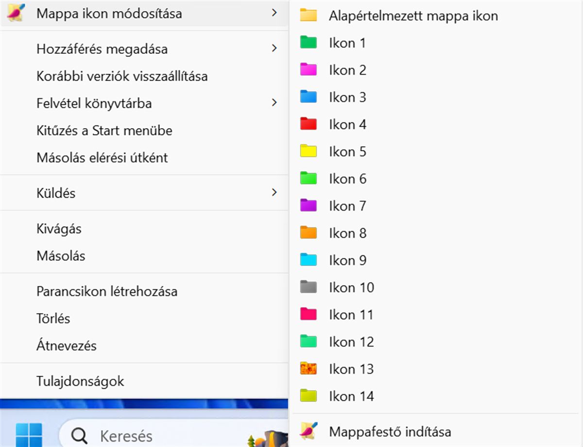 Folder Painter szín beállítása