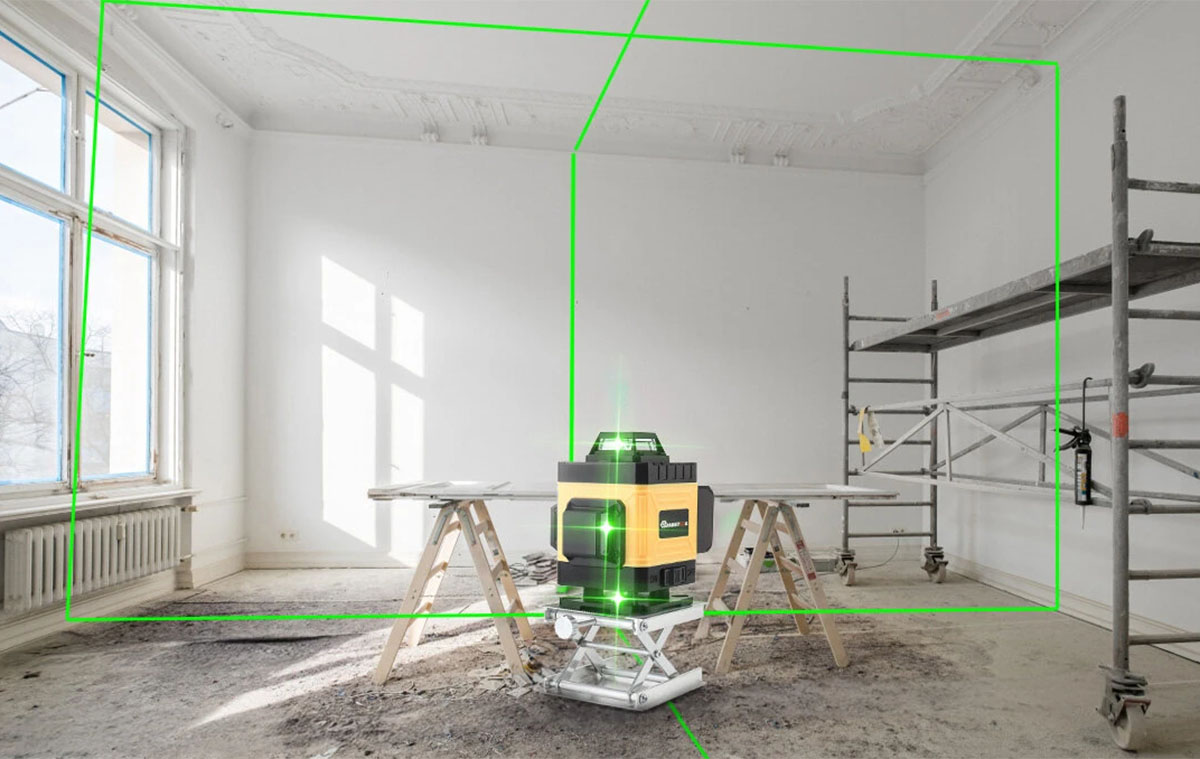 16 vonalas 360°-os szintezés ezzel a lézeres szintezővel