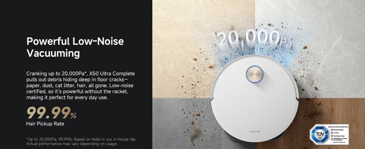 DREAME X50 Ultra 20 000 Pa szívóerő