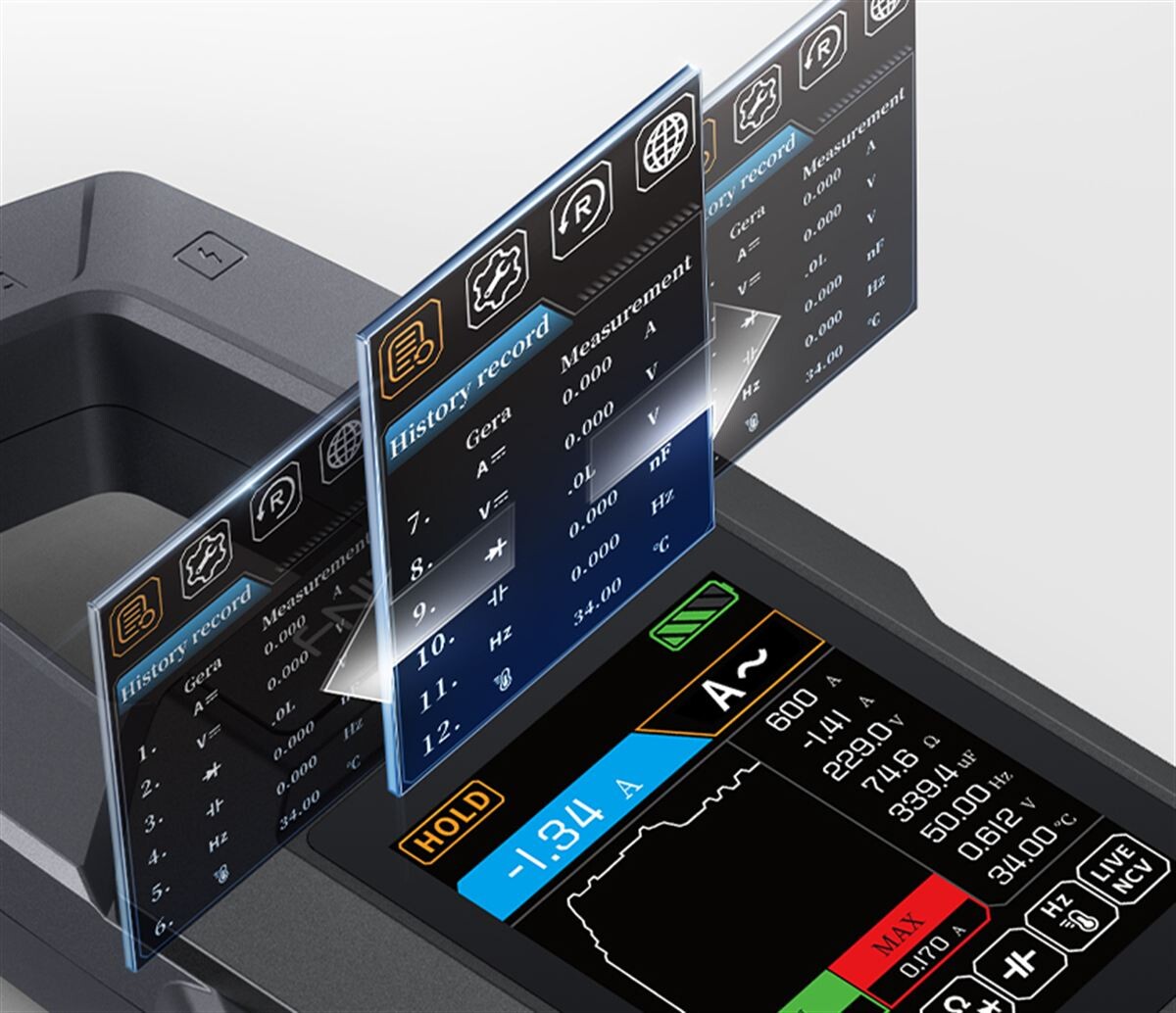 FNIRSI DMC-100 automatikus tartományválasztá