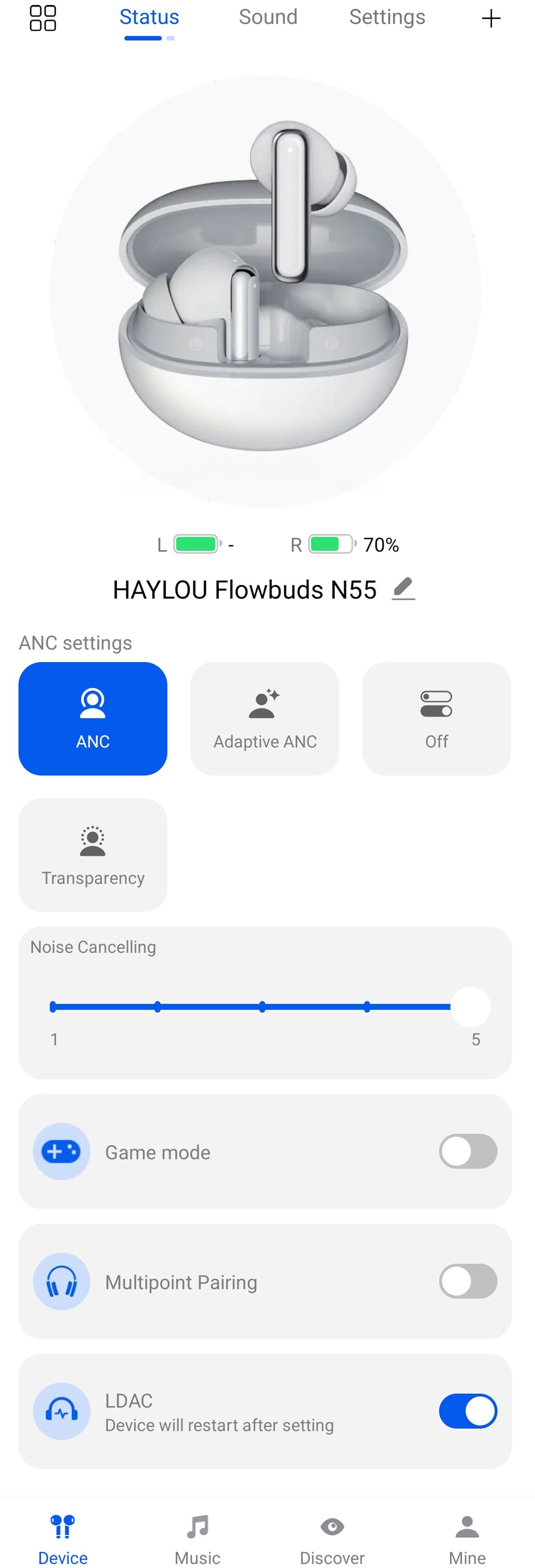 HAYLOU Flowbuds N55 vezetéknélküli fülhallgató alkalmazás