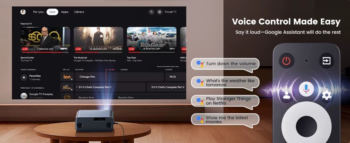 Wimius projektor hangvezérléssel