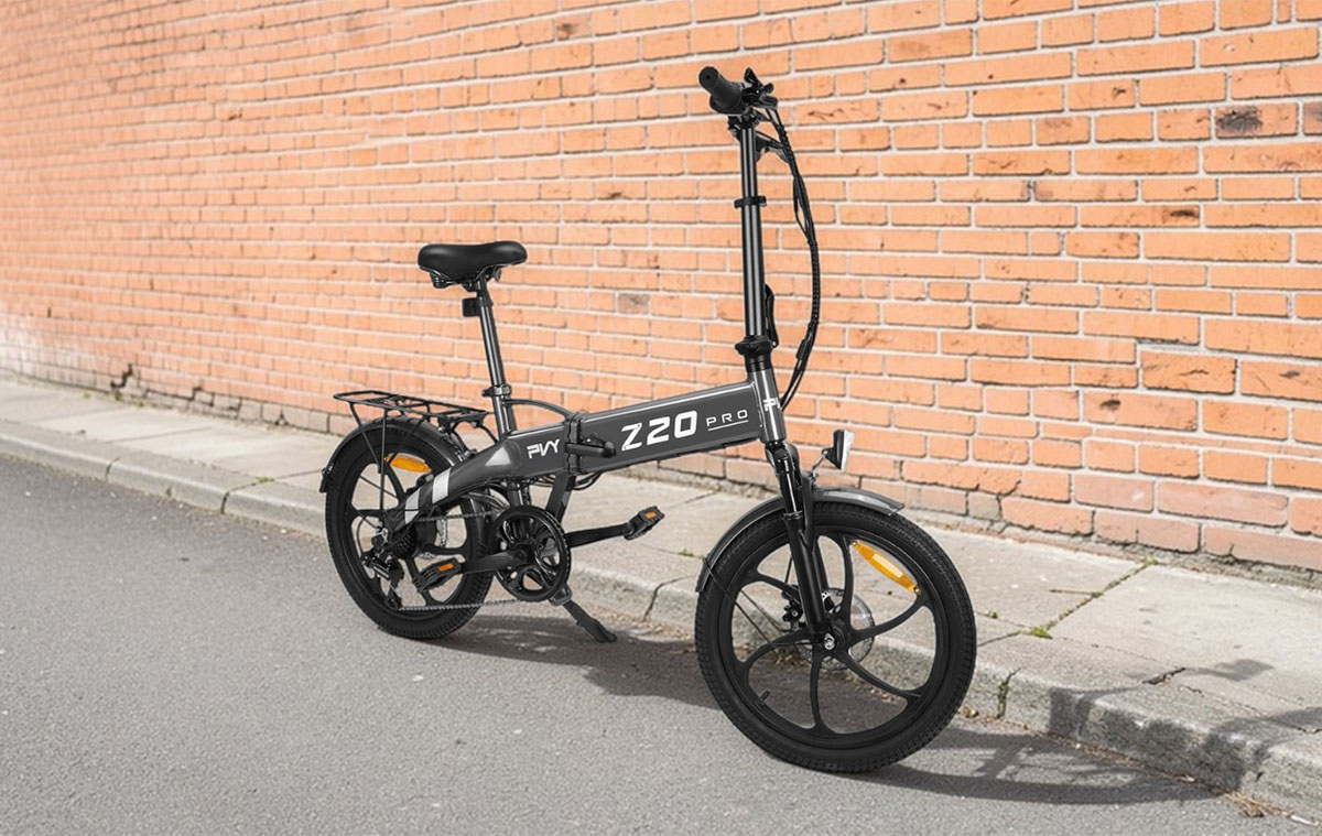 A PVY Z20 PRO egy kompakt, összecsukható elektromos kerékpár