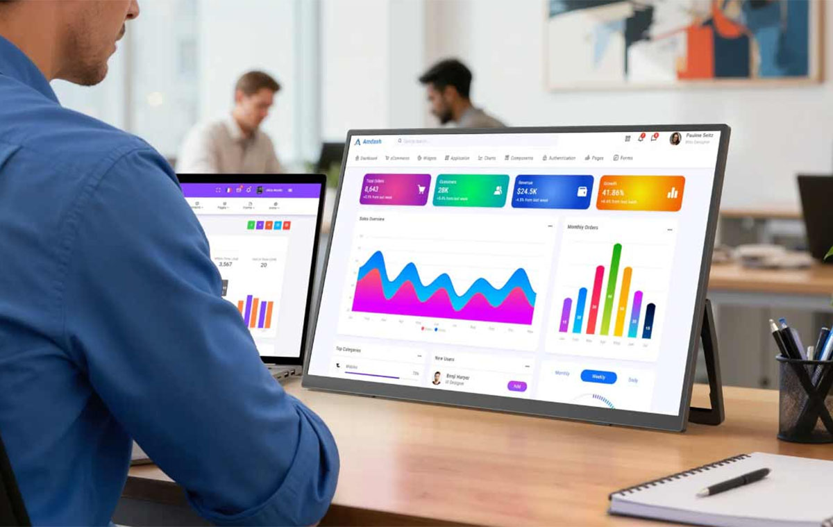 Hordozható, teljesen vezetéknélküli monitor