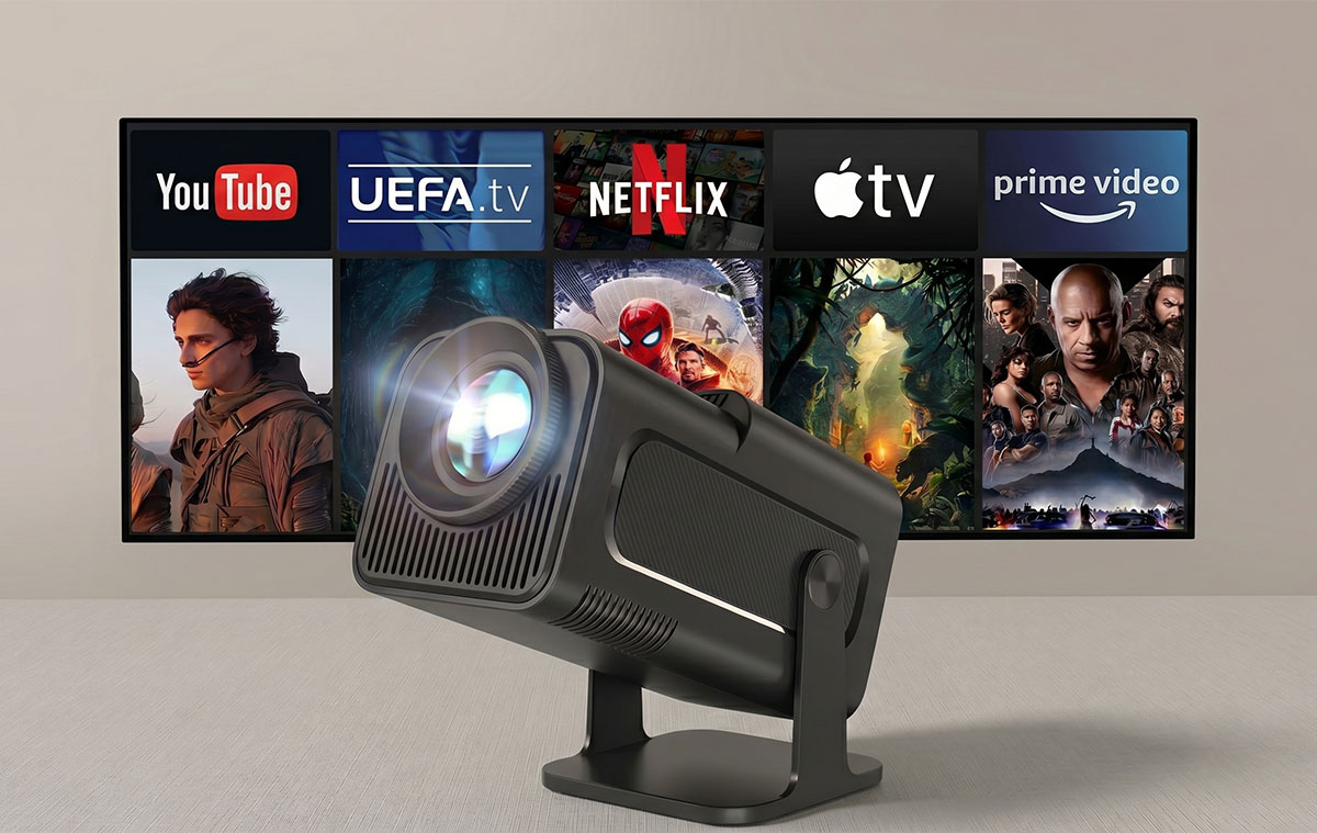 Ultraolcsó Android TV projektor vezetékes és vezetéknélküli használathoz