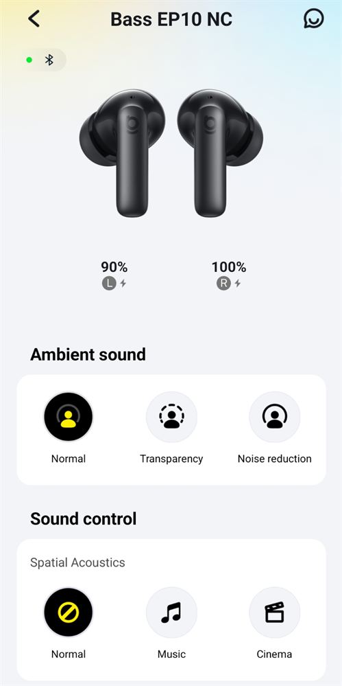 Baseus Bass EP10 NC vezetéknélküli fülhallgató app