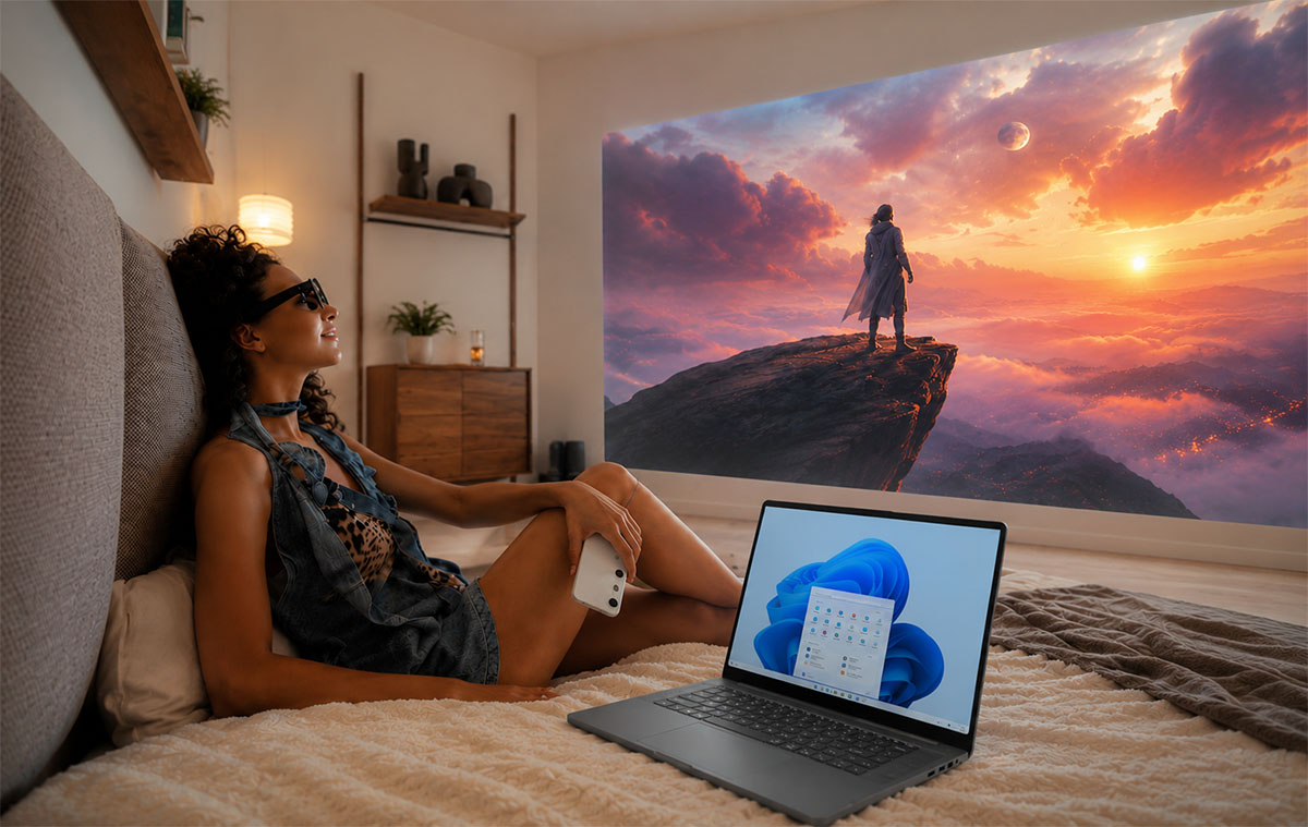 Ez a szemüveg egy 4 méteres kijelzőt ad és itt a szuperolcsó 8 magos laptop is