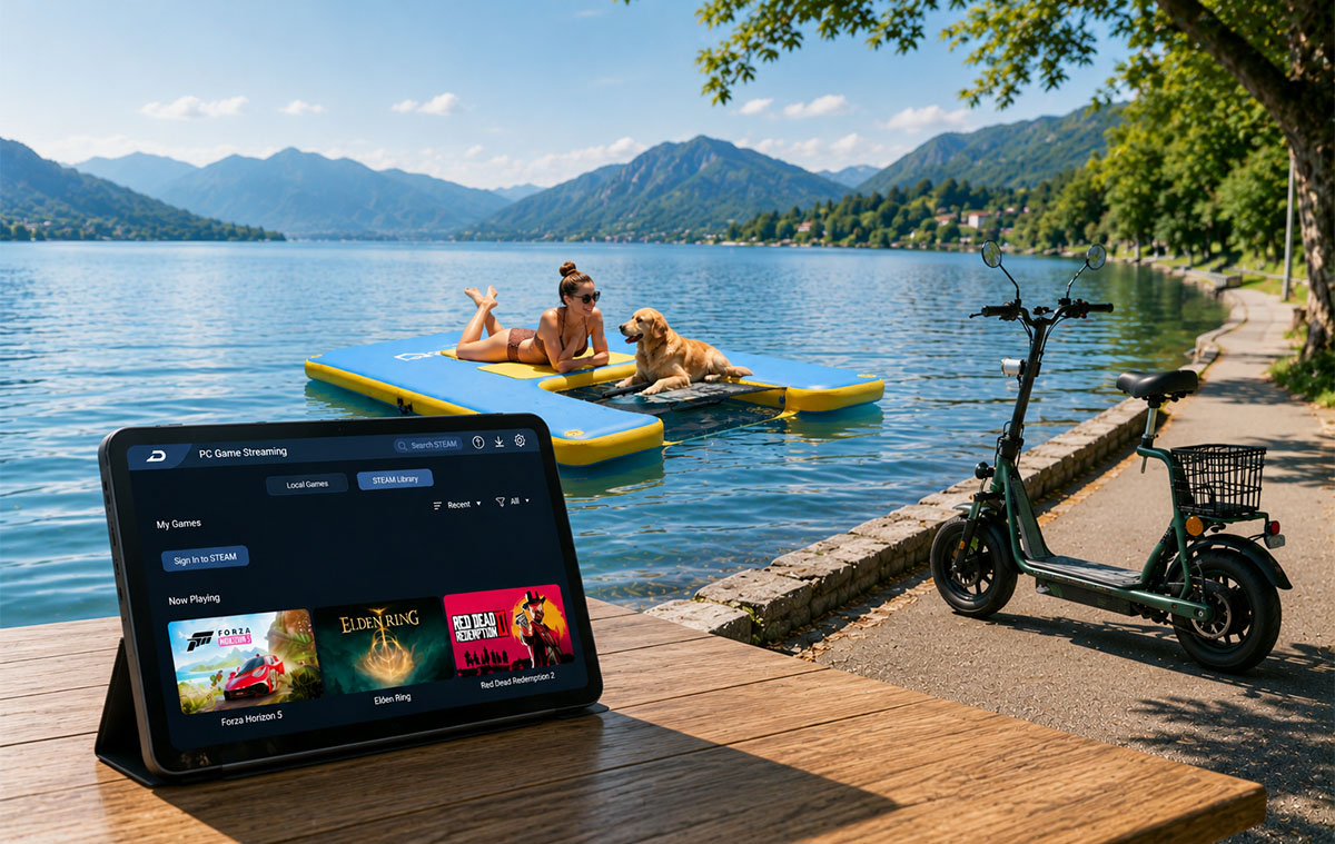 Az androidos tablet amin Windows játékok futnak és a hatalmas úszó dokk, olcsó roller