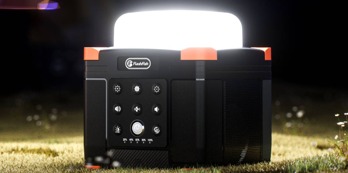 A FlashFish FL9-A power bank tetején világít a lámpa