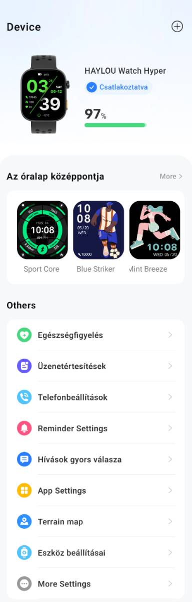 HAYLOU Watch Hyper beállítások